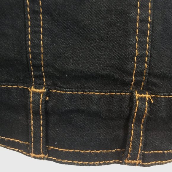 Quacker Factory Art to wear Embellished Dark Denim Jean Jacket Med - Picture 11 of 14